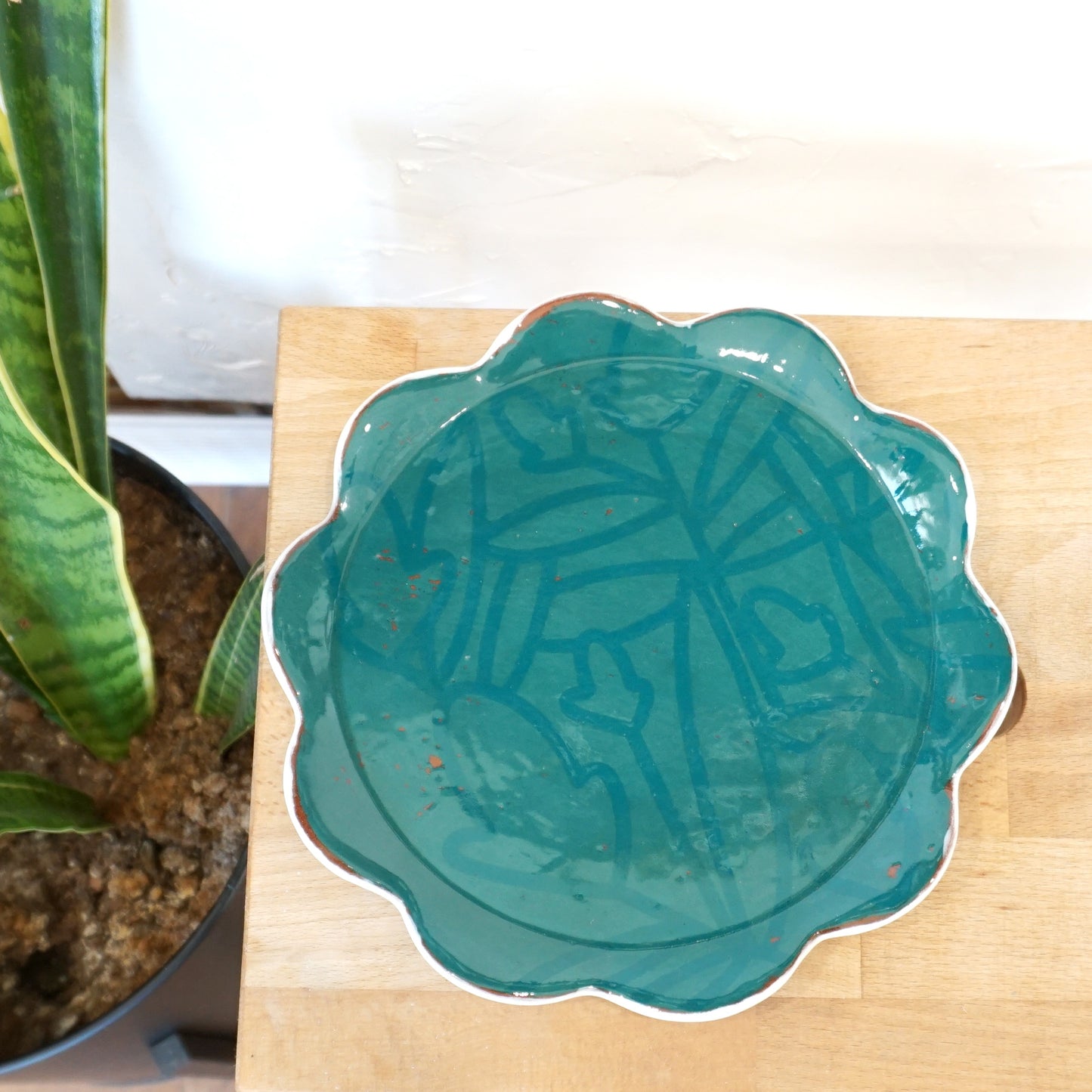 LAST OF STYLE - Bold Botanical Salad Plate Teal