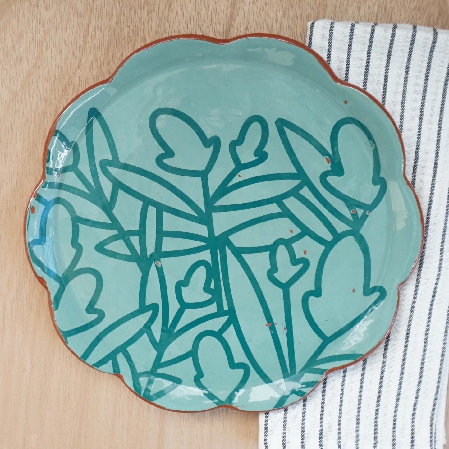 Bold Botanical Teal Dinner Plate