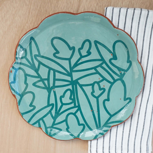 Bold Botanical Teal Dinner Plate