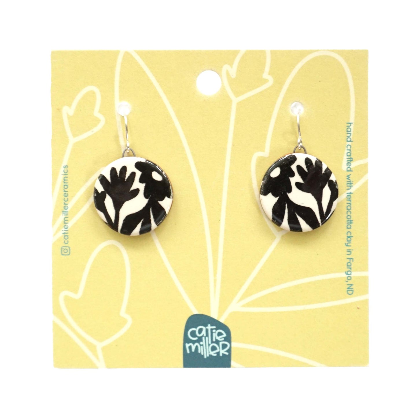 Black Daisy Dainty Dangle Earrings