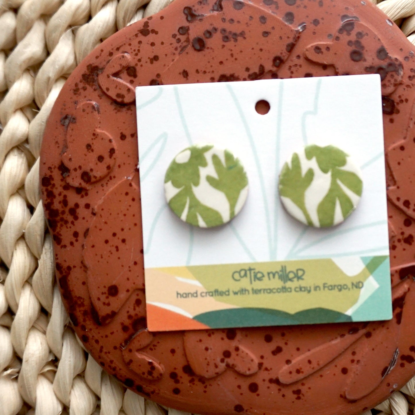 Green Daisy Stud Post Earrings