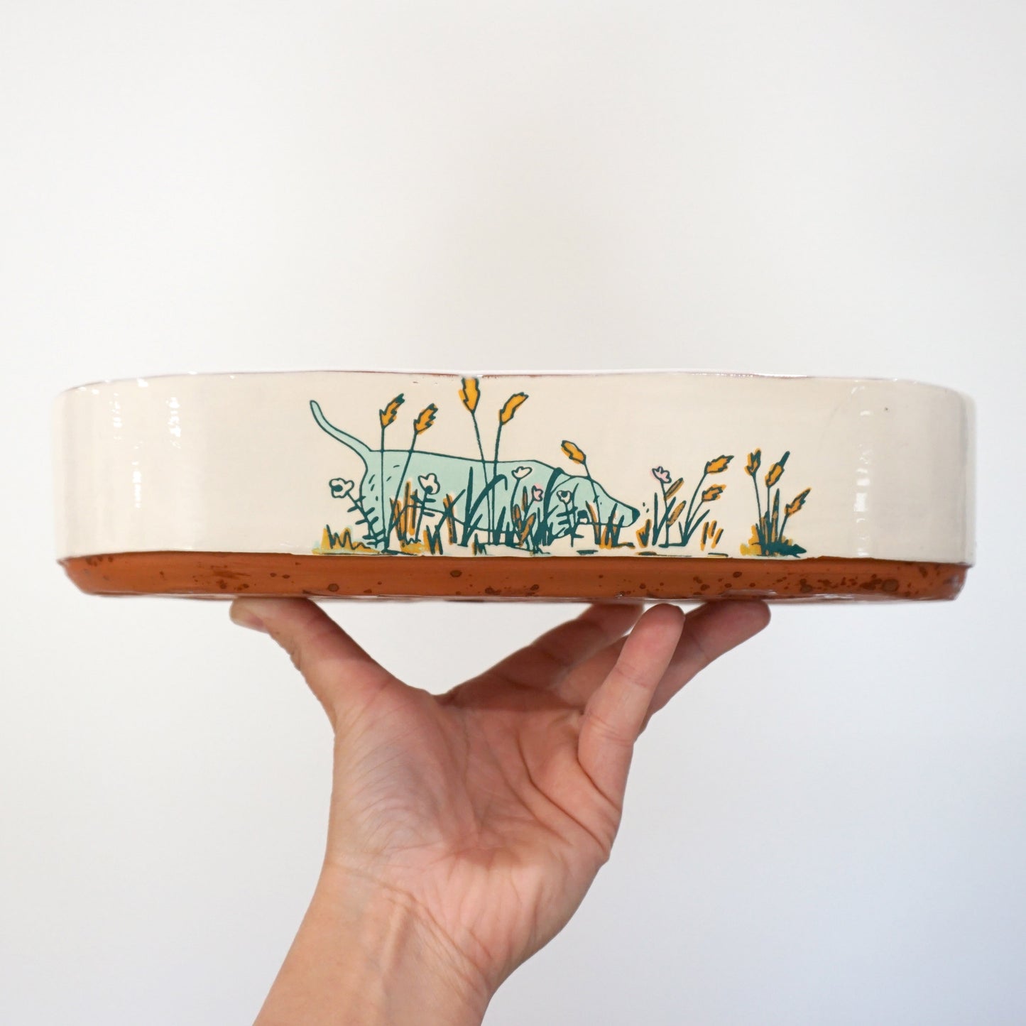 Field Studies: Dog & Mouse Chase Oval Serving Bowl