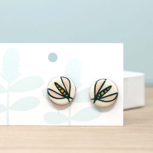 Flower Fly Stud Post Earrings