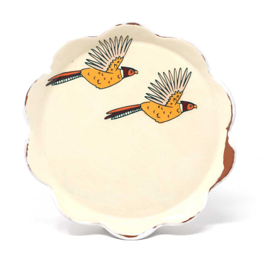 Pheasants Flying Salad Plate Orange