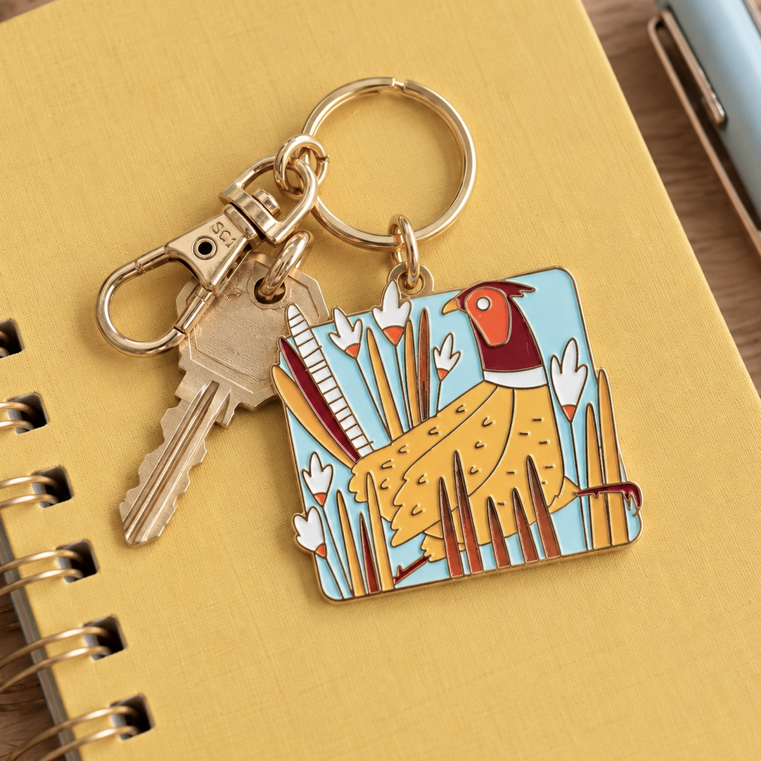 Pheasant Enamel Keychain