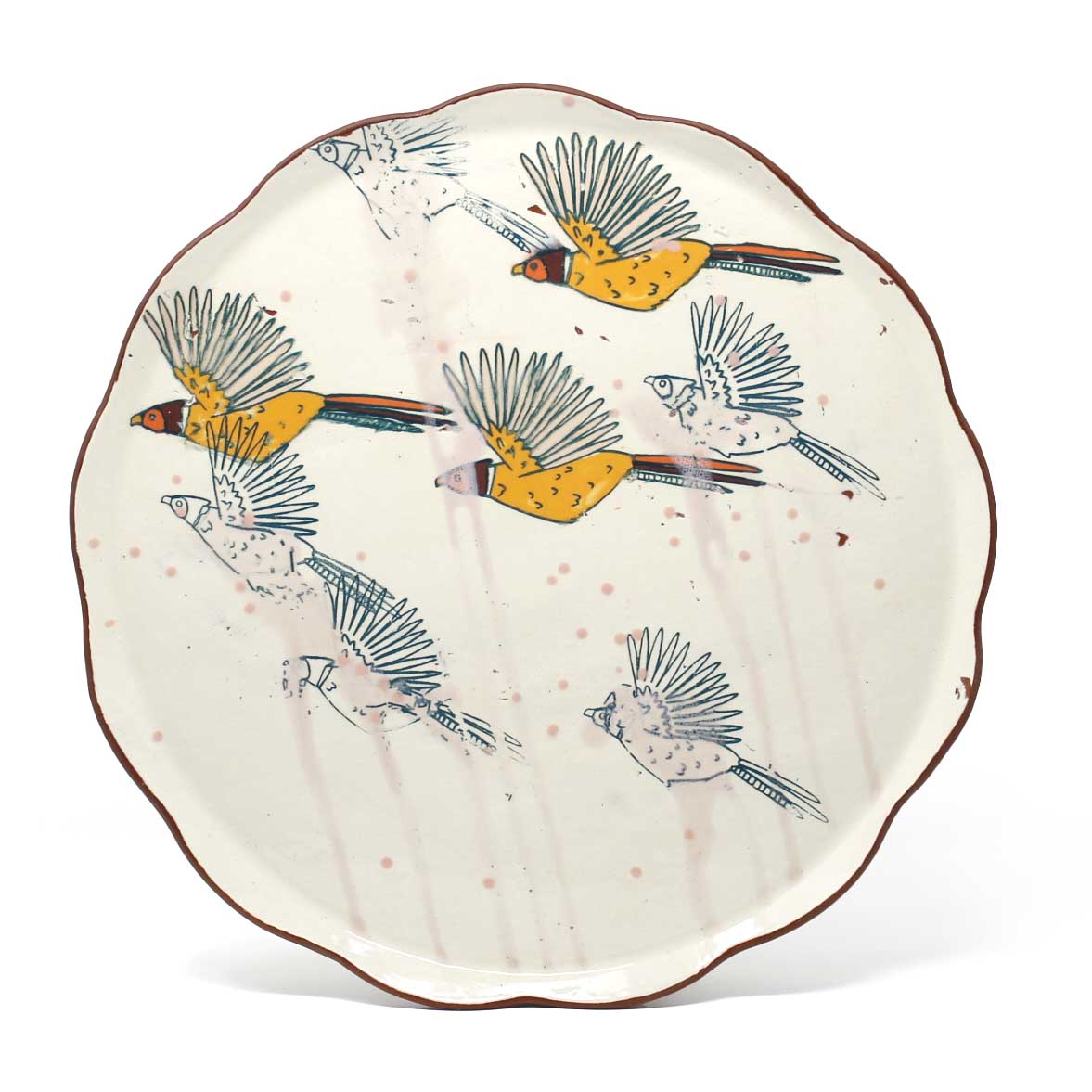 Pheasants Flying Large Platter