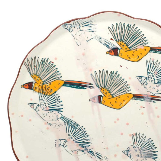 Pheasants Flying Large Platter