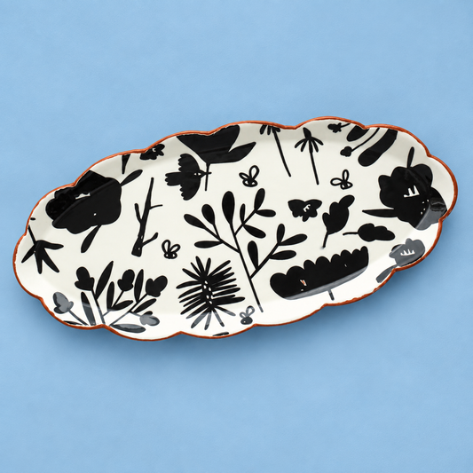 Scatterling BW Oval Platter