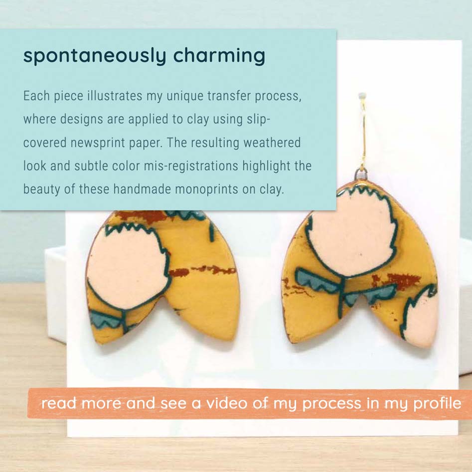 Animal Doodle Dangle Earrings Mint