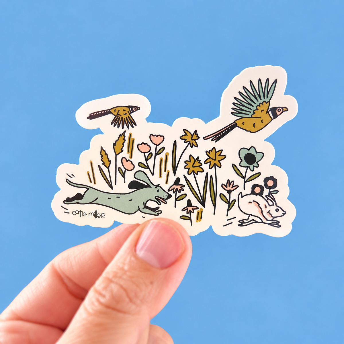 Pheasants Dog Rabbit Sticker