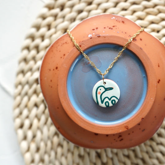 Charm Necklace Swan Mint