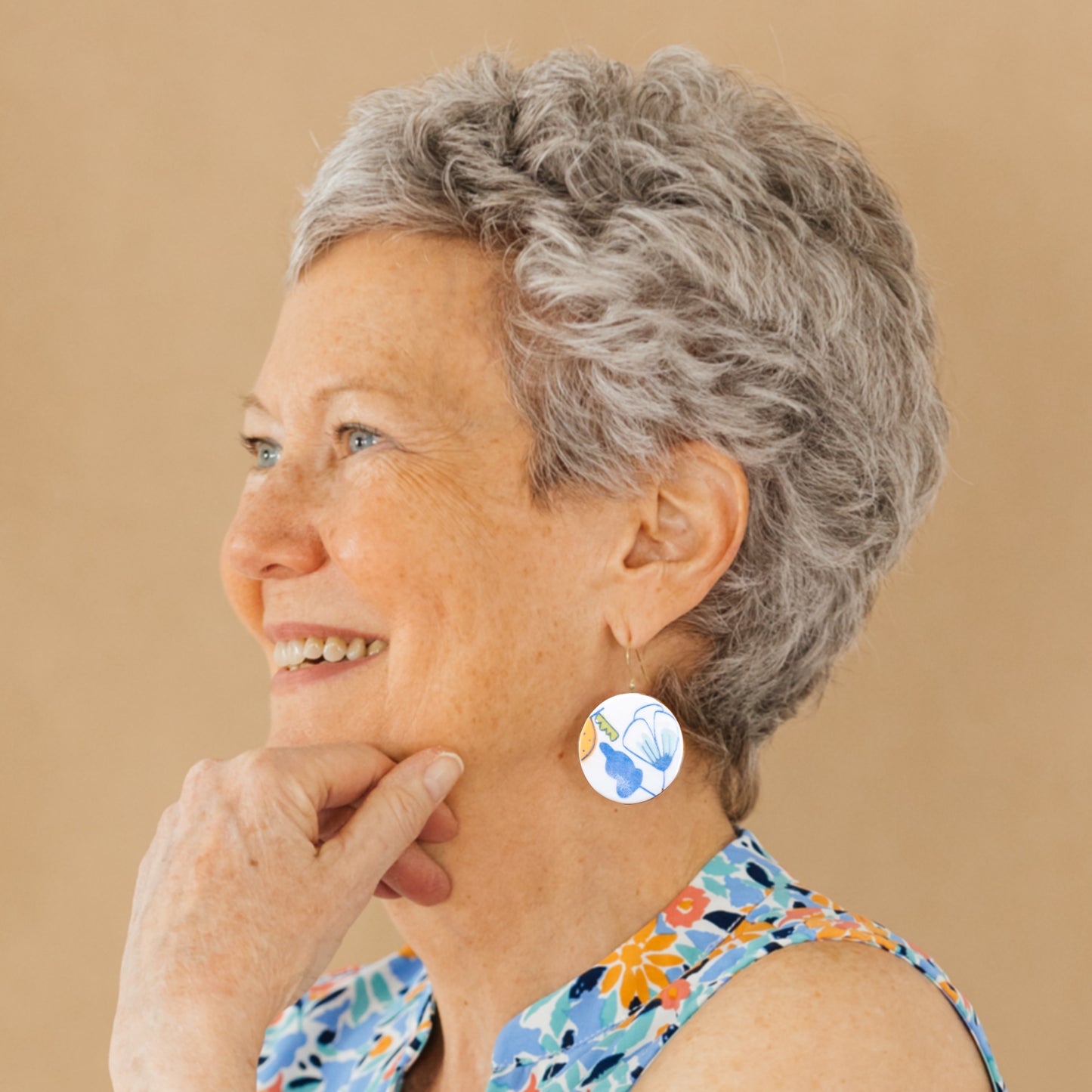 Orange Flora Dangle Earrings