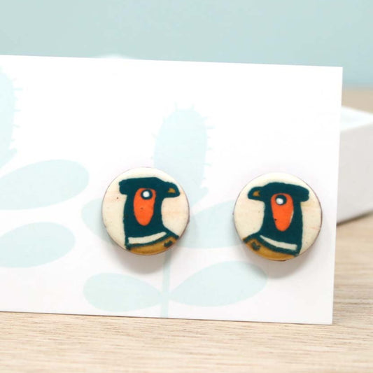 Pheasant Stud Post Earrings