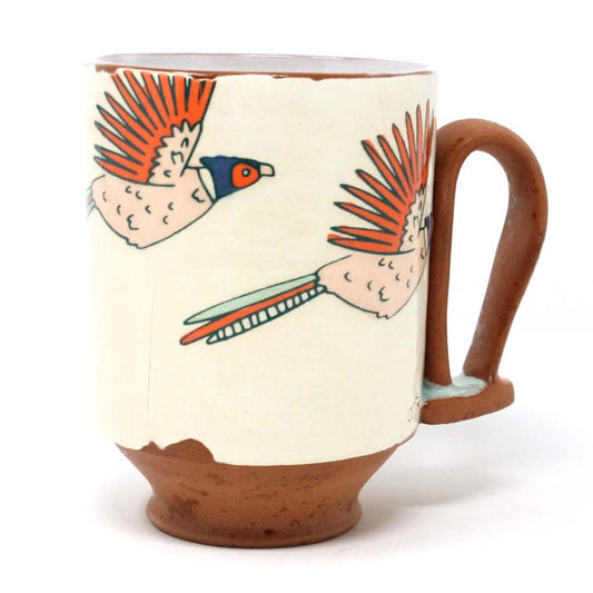 Pheasant Flying Loop Handle Mug Pink
