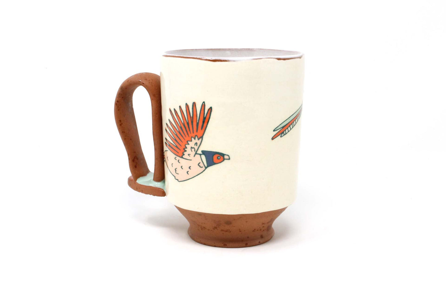 Pheasant Flying Loop Handle Mug Pink