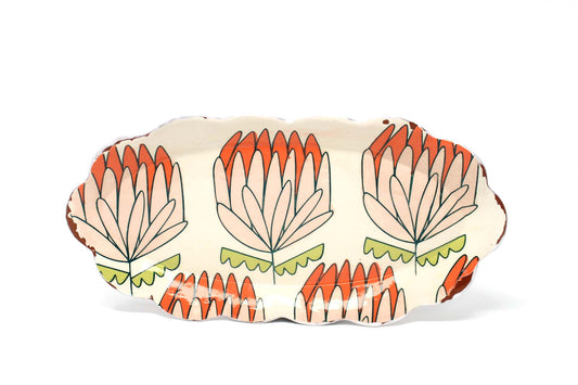 Protea Oval Platter White